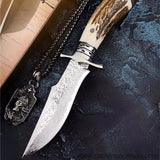 The bux damascus fixed blade knife 26CM-Romance of Men
