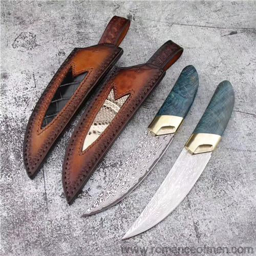 The dog's blade damascus fixed blade knife 24CM-Romance of Men