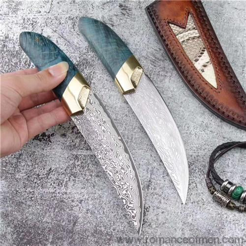 The dog's blade damascus fixed blade knife 24CM-Romance of Men