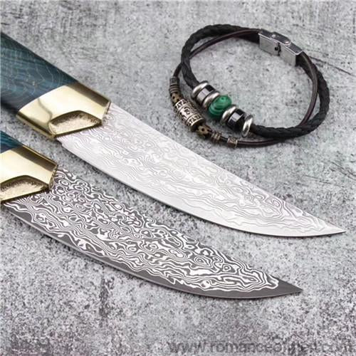 The dog's blade damascus fixed blade knife 24CM-Romance of Men