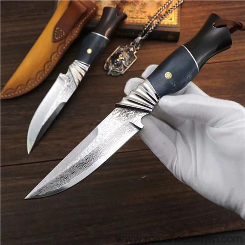 The finch damascus fixed blade knife 24CM-Romance of Men