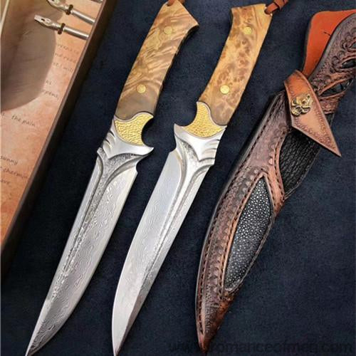 The fox damascus fixed blade knife 26CM-Romance of Men