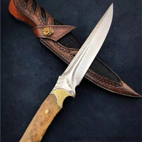The fox damascus fixed blade knife 26CM-Romance of Men
