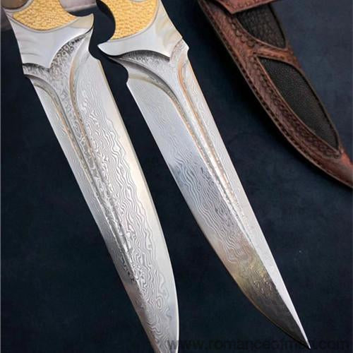 The fox damascus fixed blade knife 26CM-Romance of Men