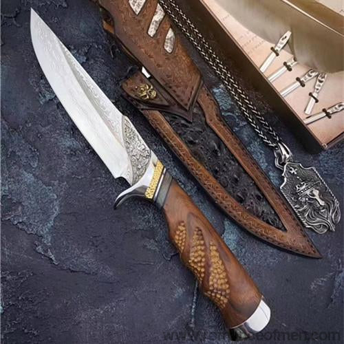 The maple damascus fixed blade 27CM-Romance of Men
