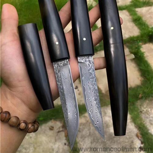 The okamoto warrior damascus pocket samurai knife 20 CM-Romance of Men