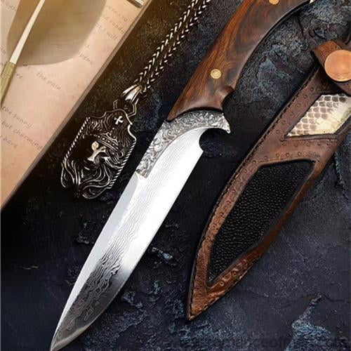 The wisdom damascus fixed blade knife 27CM-Romance of Men