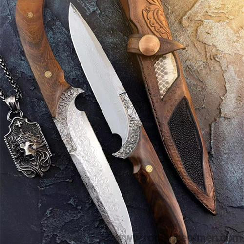 The wisdom damascus fixed blade knife 27CM-Romance of Men