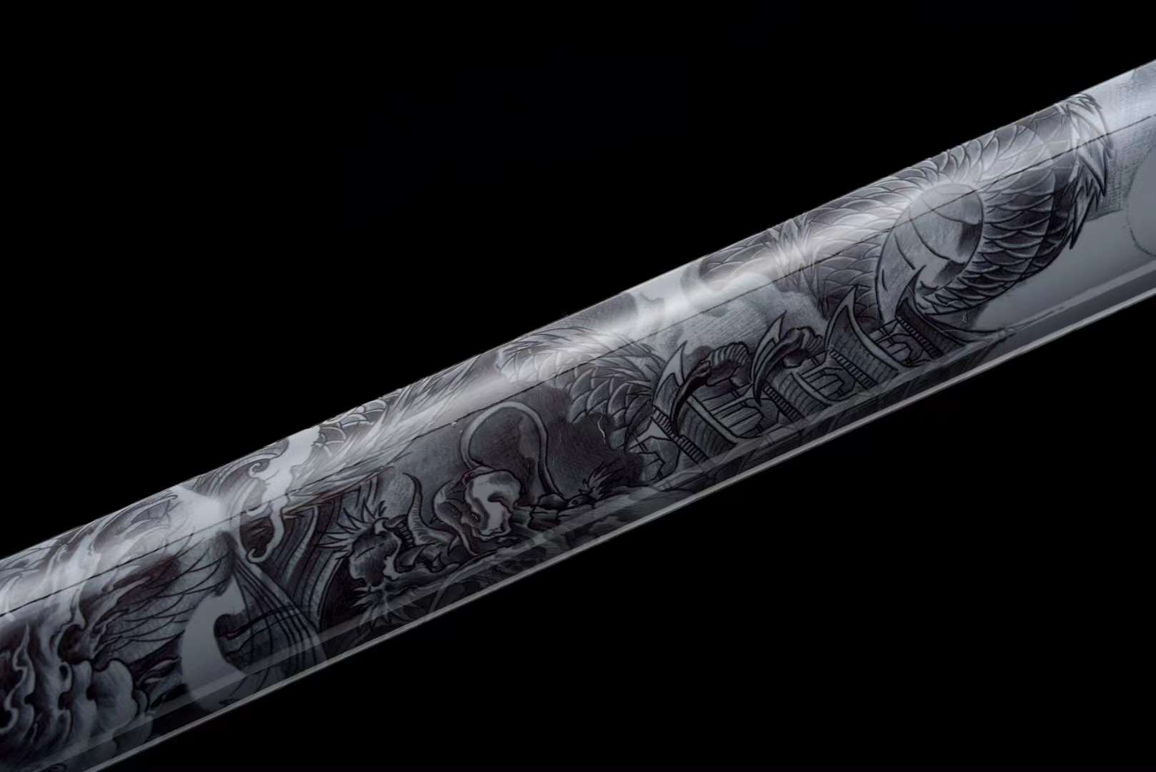 The Burakku Doragon Surasshu Handmade Ninjato Manganese Steel
