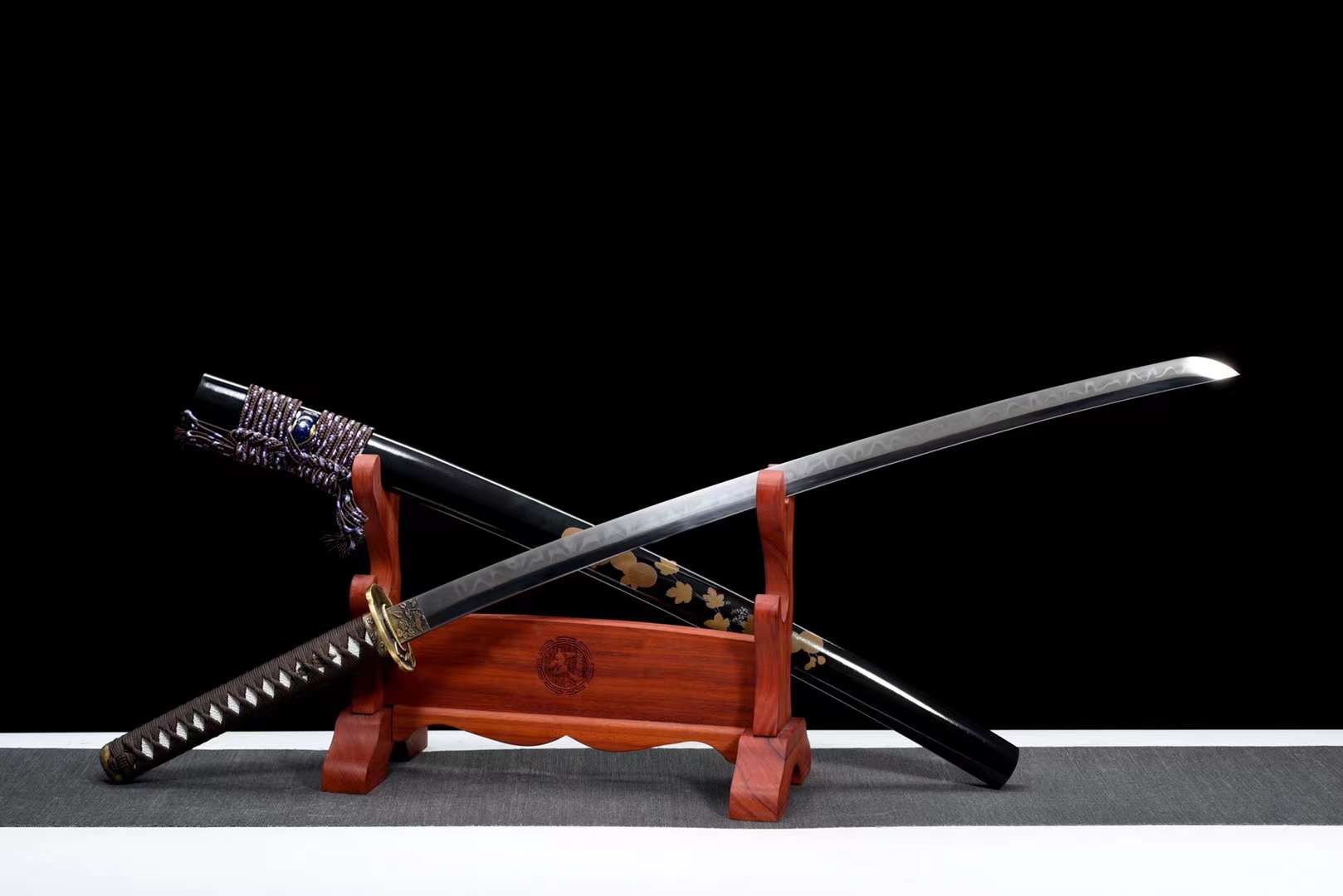 The Takusan Kiku Handmade Katana Clay Tempered T10 Steel