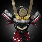 Black and Red Samurai Helmet Kuwagata and Mustache