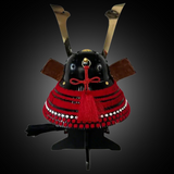 Black and Red Samurai Helmet Kuwagata and Mustache