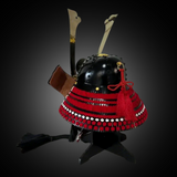 Black and Red Samurai Helmet Kuwagata and Mustache