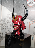 Red Samurai Helmet Horn Wakidate and Mustache