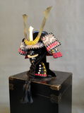 Black and Gold Samurai Helmet Trident Maedate and Mustache