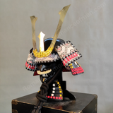 Black and Gold Samurai Helmet Trident Maedate and Mustache