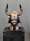 Silver Samurai Helmet Horn Wakidate and Mustache