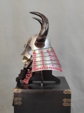 Silver Samurai Helmet Horn Wakidate and Mustache