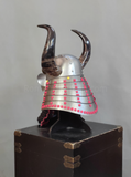 Silver Samurai Helmet Horn Wakidate and Mustache