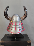 Silver Samurai Helmet Horn Wakidate and Mustache