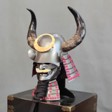 Silver Samurai Helmet Horn Wakidate and Mustache