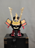 Black and Gold Samurai Helmet Dragon Maedate and Mustache