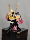 Black and Gold Samurai Helmet Dragon Maedate and Mustache