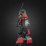 Black & Red Samurai Armor Tosei Gusoku Style Kuwagata Maedate Black armor color mixed with Red and Brown