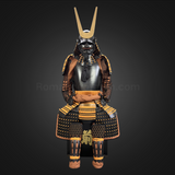 Black & Yellow Samurai Armor Tosei Gusoku Style Kuwagata Maedate Black armor color mixed with Yellow cords