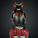 Black & Red theme Moon Helmet Custom Made Handmade Japanese Samurai Armor Life Size