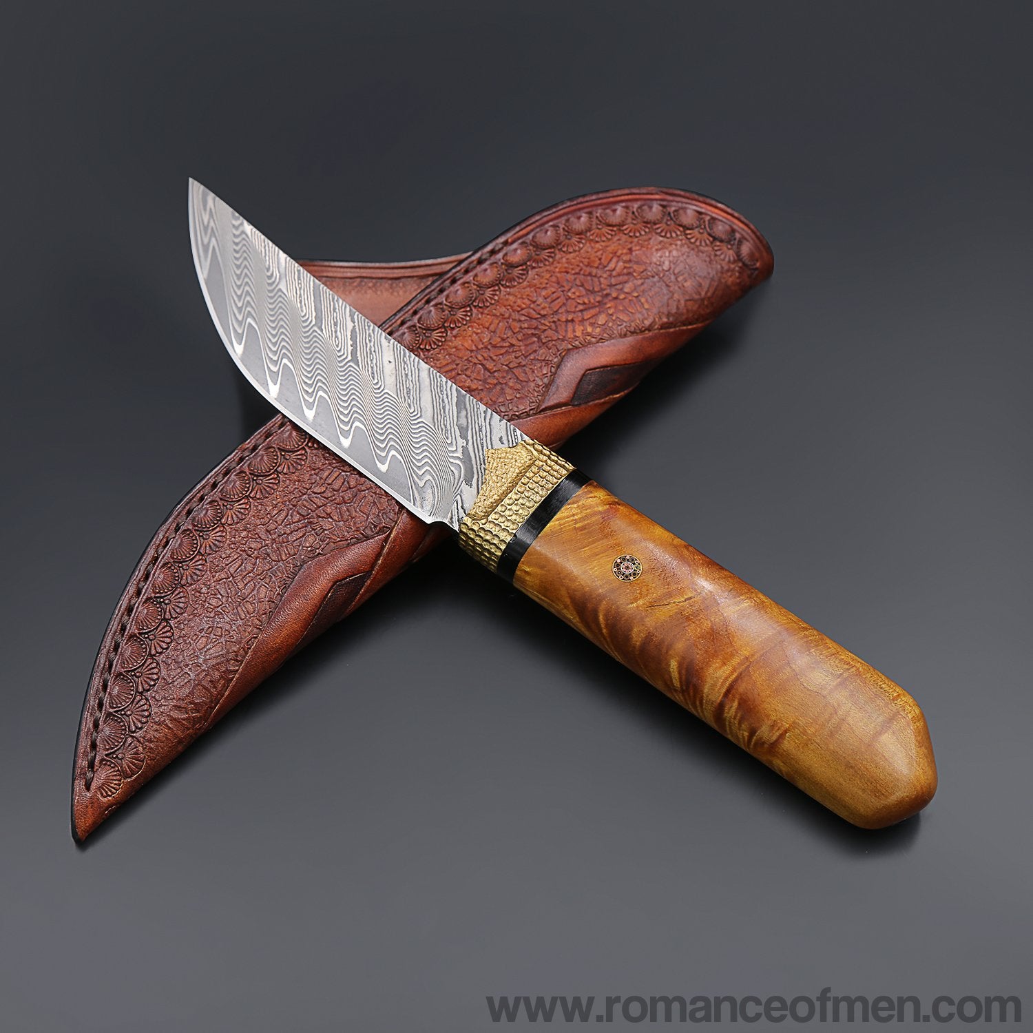 The Roland Warrior Damascus steel fixed blade-Romance of Men