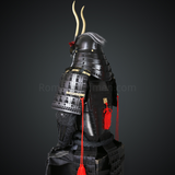 Tsukahara Bokuden All Black Samurai Armor Tosei Gusoku Style Demon Maedate with long horn