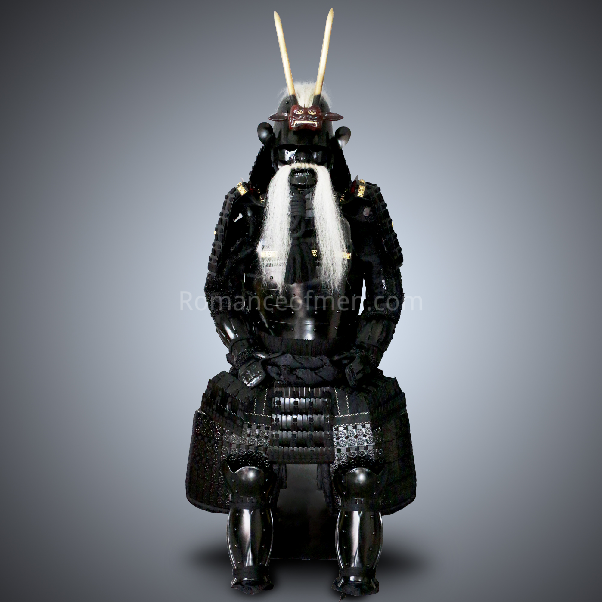 Katō Kiyomasa All Black Samurai Armor Tosei Gusoku Style Long Horn Dem Katō Kiyomasa All Black Samurai Armor Tosei Gusoku Style Long Horn Dem