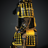 Yamamoto Kansuke Yellow & Black Samurai Armor Tosei Gusoku Style Demon Maedate Black Armor Yellow Cords