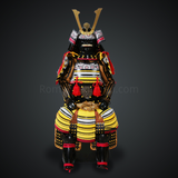 Hōjō Ujiyasu Black & Yellow Samurai armor Oyoroi style Kuwagata Maedate Black scales pairs with Yellow cords
