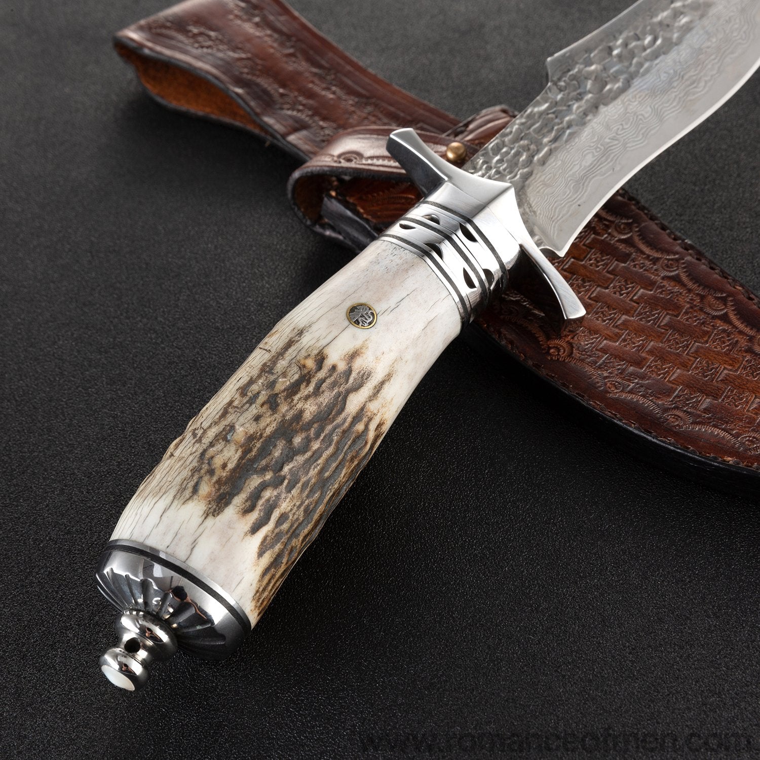 The bux damascus fixed blade knife 26CM-Romance of Men