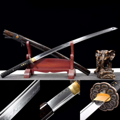 T10 Steel clay tempered Black Japanese Katana Handmade battle ready