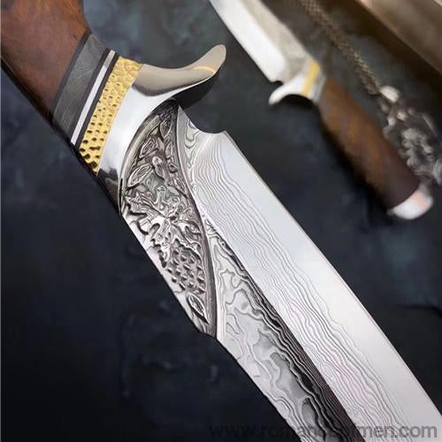 The maple damascus fixed blade 27CM-Romance of Men